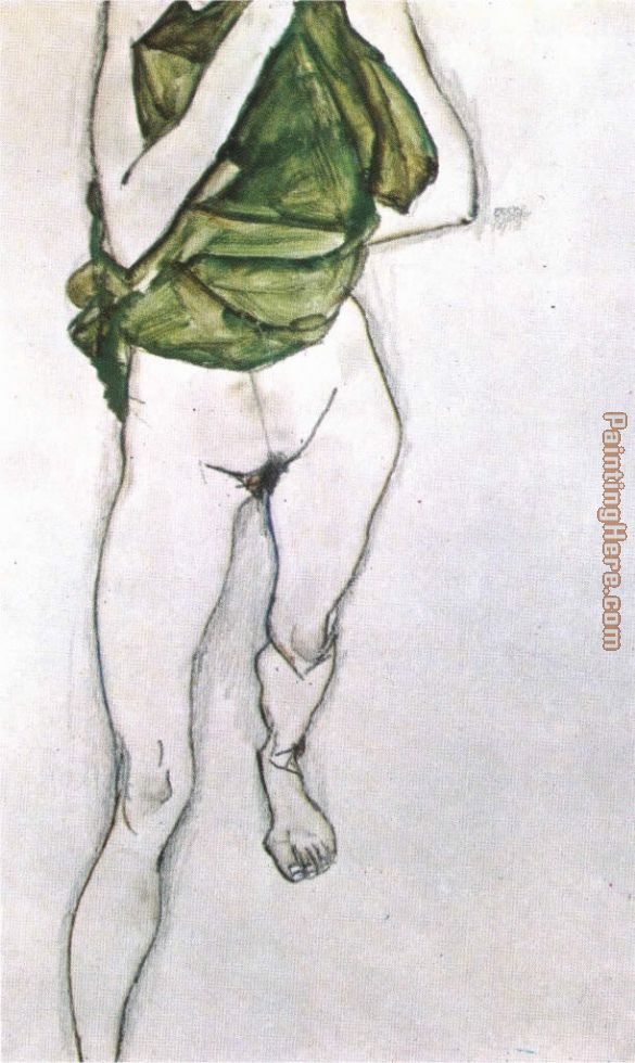 Woman in the green blouse 1913 painting - Egon Schiele Woman in the green blouse 1913 art painting